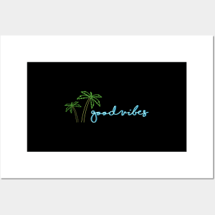 Good Vibes A Modern Typography Minimal Art Of Palm Trees Posters and Art